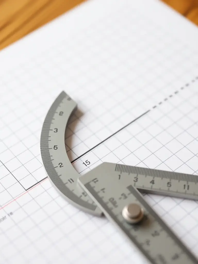 A protractor and ruler being used to accurately plot points and draw lines on a graph, highlighting the importance of precision in graphing.