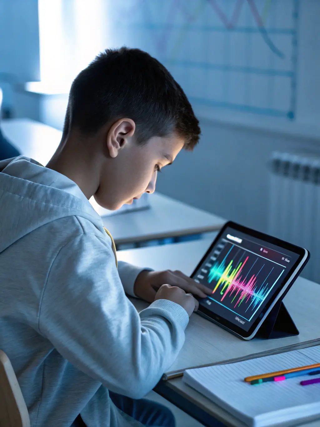 A screenshot of the Interactive Graphing Tool showcasing its user-friendly interface and various graphing options, with students actively using the tool to create a linear graph.